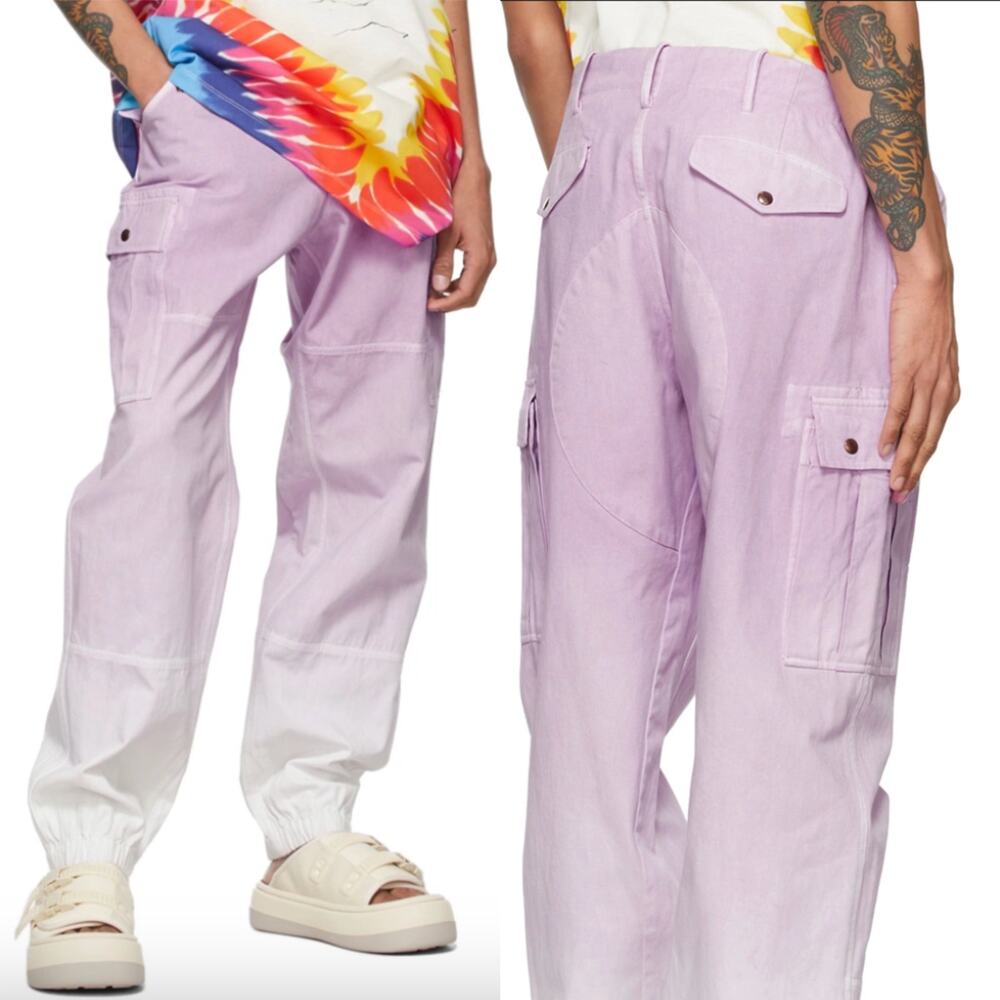 Faith Connexion Men's Purple Tie Dye Cargo Pants Size IT 52 US Size XL